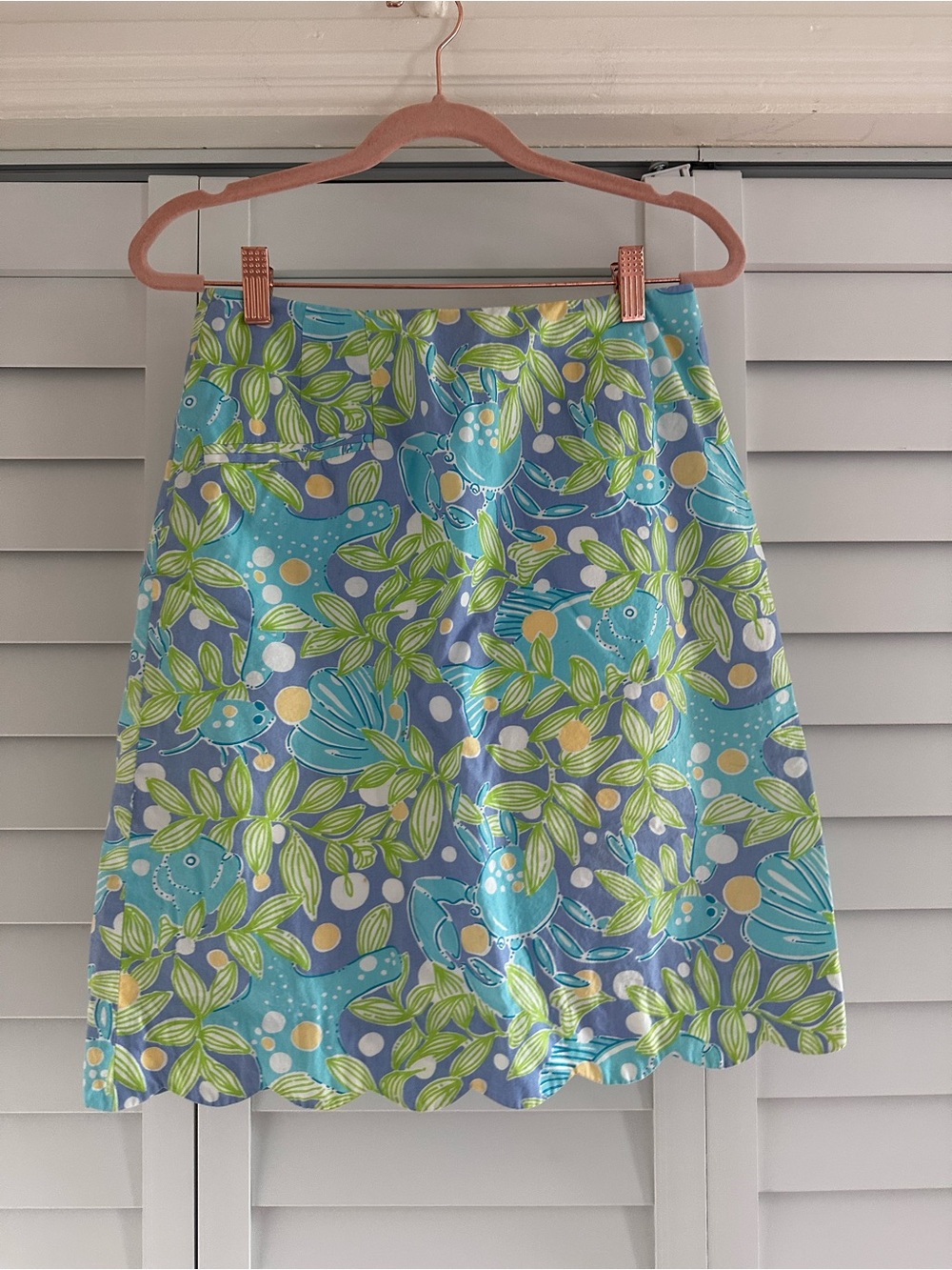 VTG Lilly Pulitzer Sweet Blue Crabby Scalloped Skirt